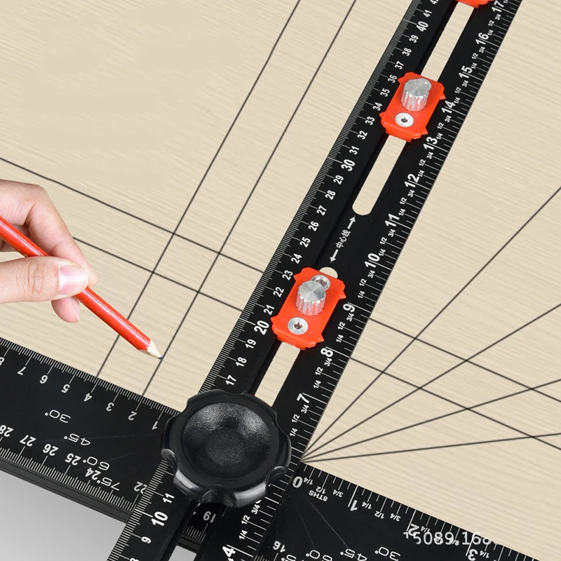 2 in 1 Drilling Positioning Ruler Combination Angle Ruler T-Shaped Ruler Cabinet Hardware Jig Drawer Installation Woodworking