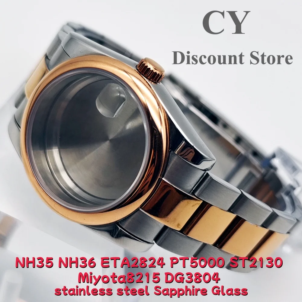 RICHUS Silver Rose Gold Watch Case 36mm 39mm Stainless Steel Compatible with NH35 NH36 ETA2824 ST2130 PT5000 Miyota8215 DG3804 M