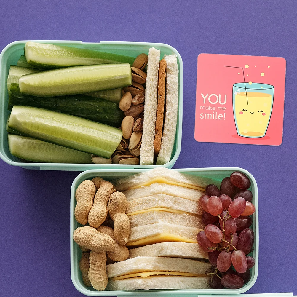 

2Sets Cartoon Lunchbox Cards Positive Notes for Inspirational Bento Accessories Fun Writable Cards Bright Colorful Prints