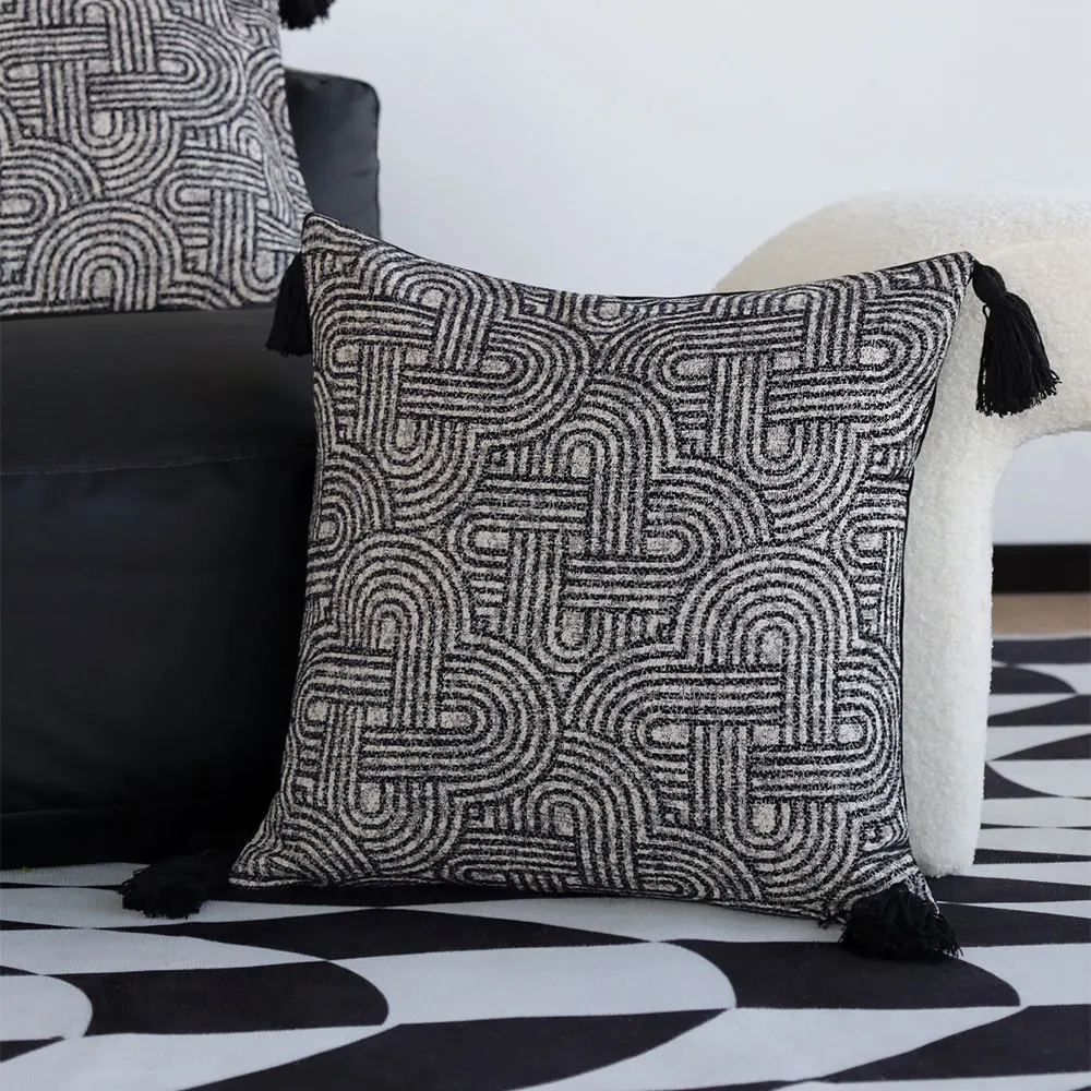 Geometric Tassel Cushion Cover Living Room Sofa Decorative Pillowcase Jacquard Soft Home Decor Retro Boho Style Funda Cojin