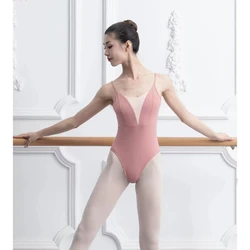 Ballet Leotards for Women Adult Dance Camisole Gymnastics Leotard Ballet Costume Neckline Cotton Soft Mesh Gymnastics