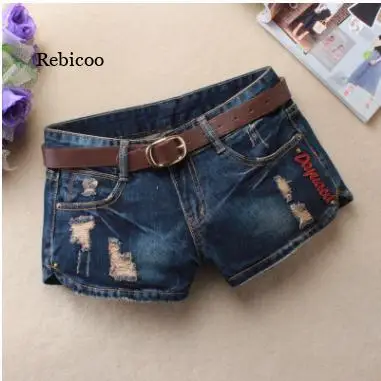 

Autumn Denim Shorts For Women Sexy Mini Shorts Women'S Rivet Holes Jeans Low Waist Shorts Without Belt Ripped Denim Short