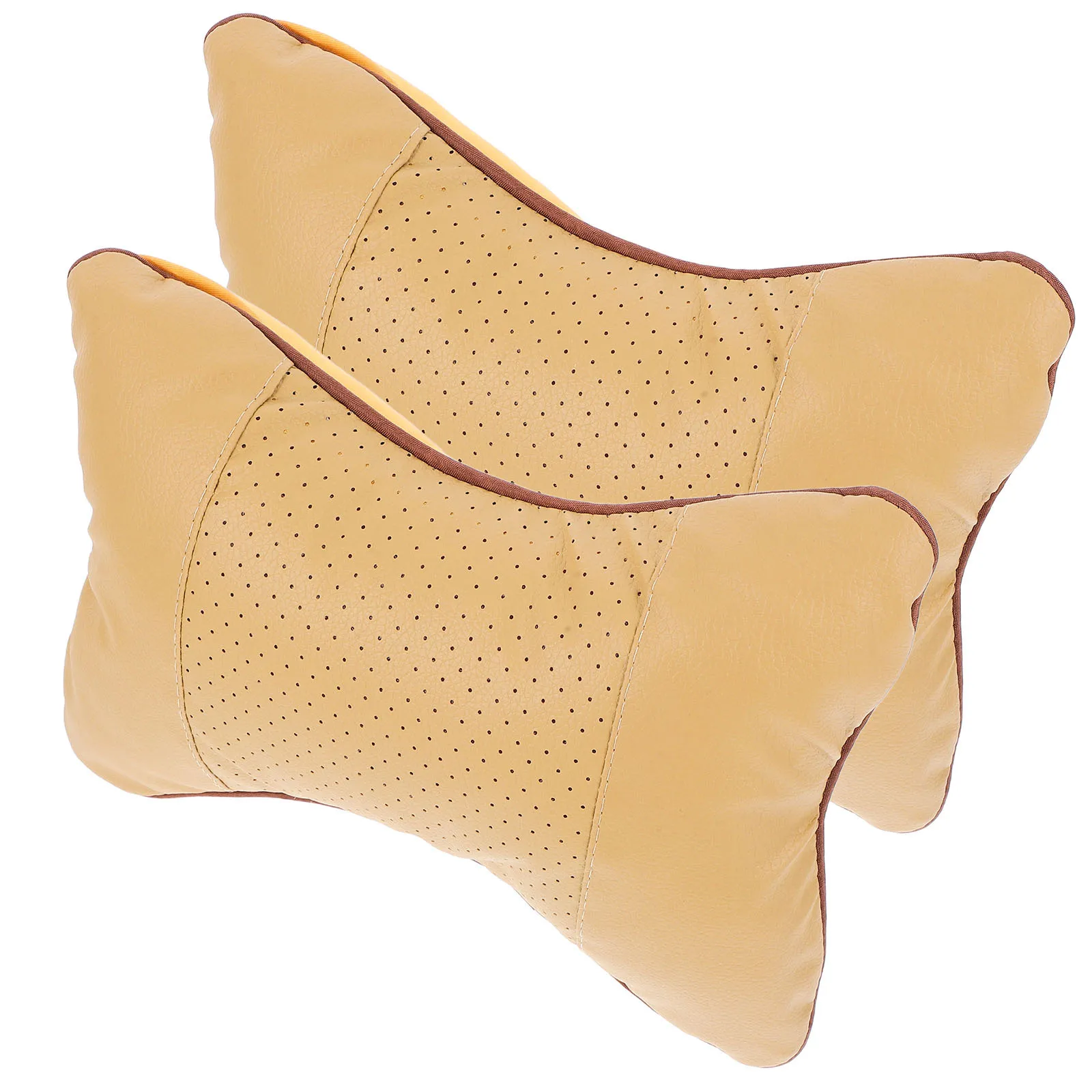 2pcs Universal Travel Bone Shaped Pillow Auto Neck Cushion Bone Shaped Headrest Neck Cushion Rest For Driving Comfort Beige - Image 6