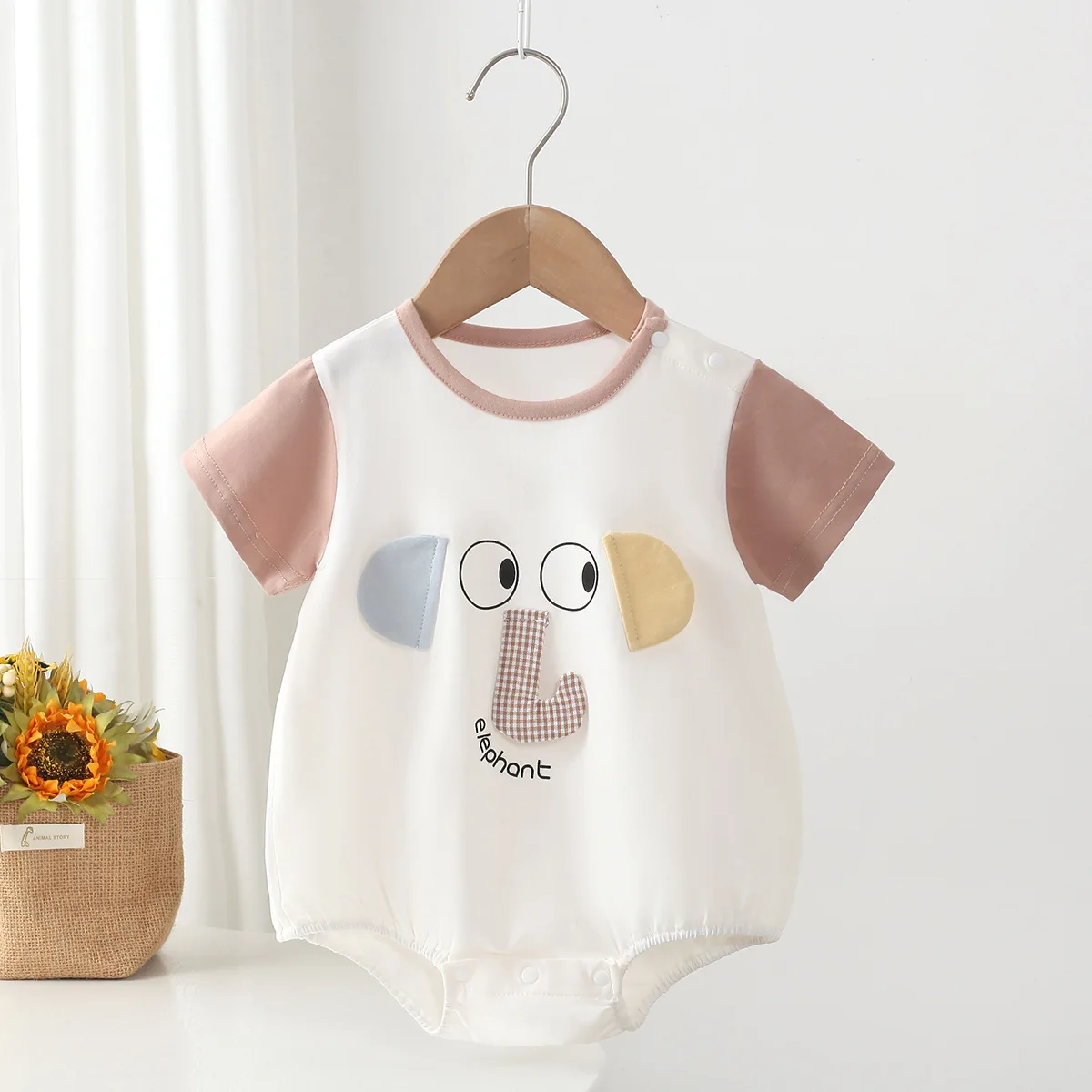 Baby Boy Summer Lightweight Cool Short Romper 6-12M Kids Pure Cotton Cartoon Bodysuit Infant Stylish Moisture-wicking Jumpsuit