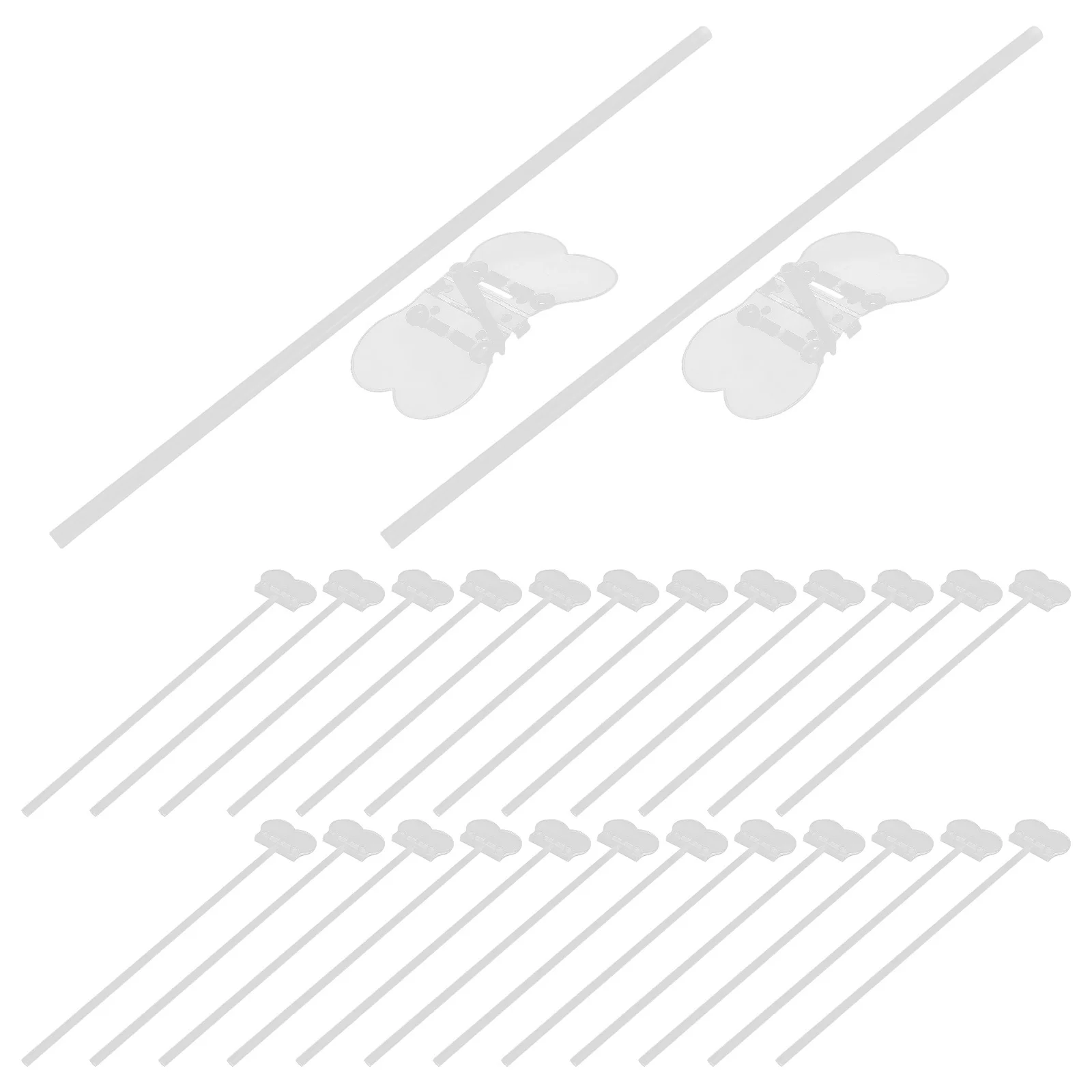 

30Sets Aluminum Foil Balloon Clips Transparent Clear Balloon Holder Clips Secure Grip Lightweight Sticks for Party Wedding