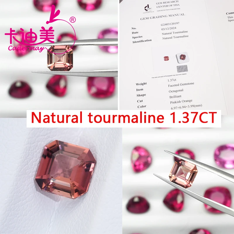 

CADERMAY Irregular Shape Pink Real Natural Tourmaline Loose Stone With GRC Certificate Beads For Fine Jewelry Making