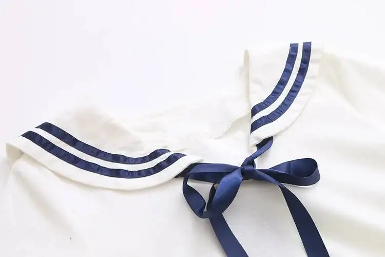 Nuevo disfraz de Cosplay japonés Preppy estilo marino con lazo de marinero vestido blanco de Lolita para mujer