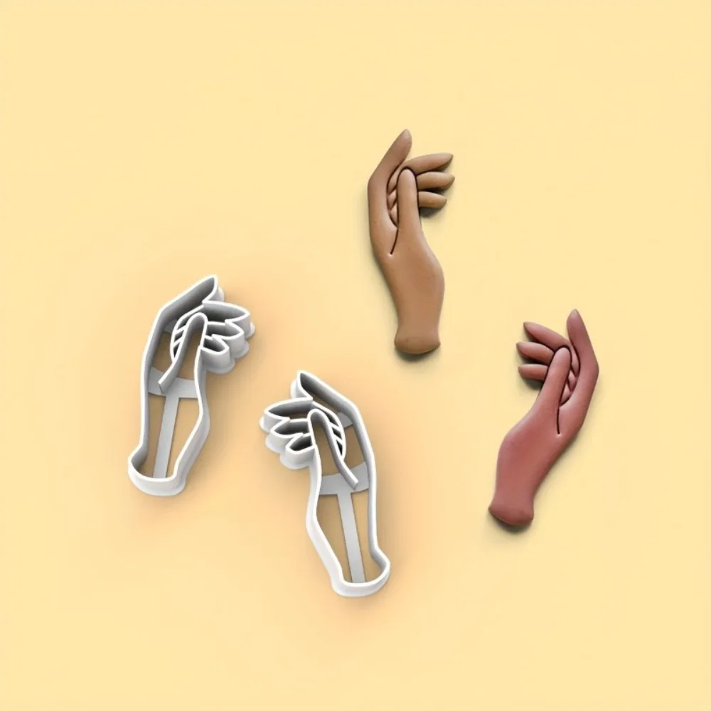 2Pcs Boho Style Elegant Gesture Hand Shape Polymer Clay Cutters Set  Hollow Mold Jewelry  Earrings & Crafts Making Tools