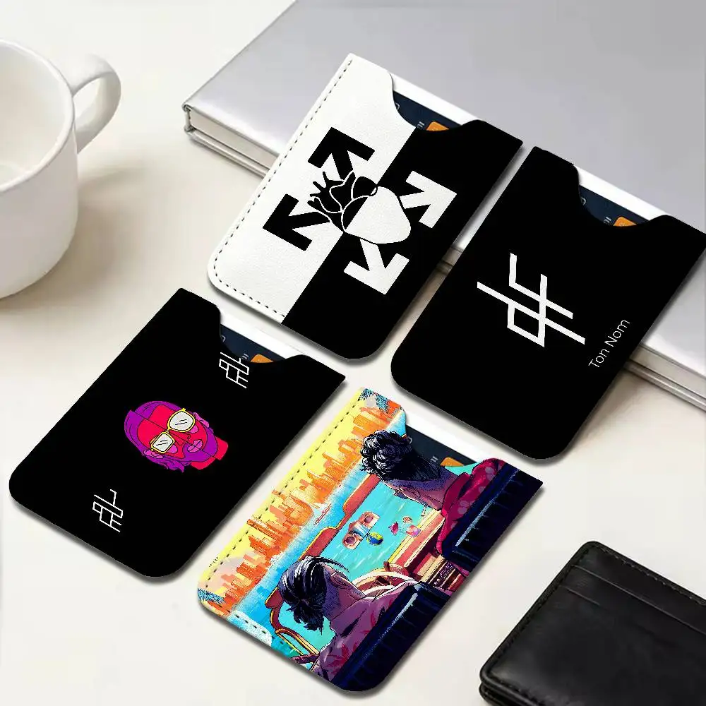 PNL QLF Rapper Singer Ultra-Thin Mini Leather Card Holder Wallets for Men Women Lightweight Soft Genuine Leather Credit Card