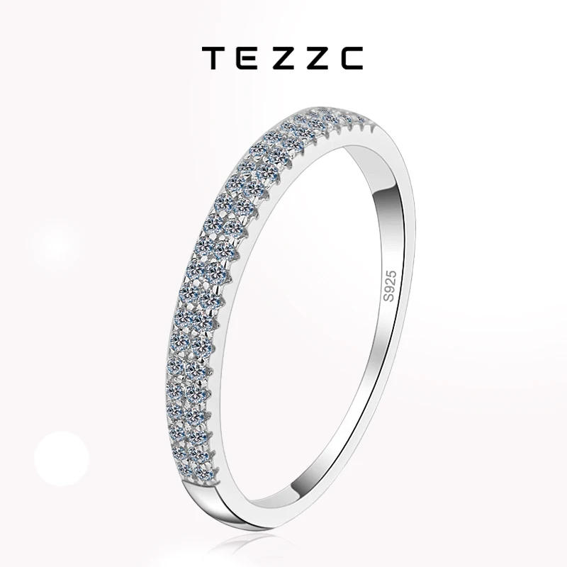 

Tezzc All Moissanite Rings Lab Diamond Ring for Women 925 Sterling Silver Engagement Promise Proposal Wedding Party Band GRA