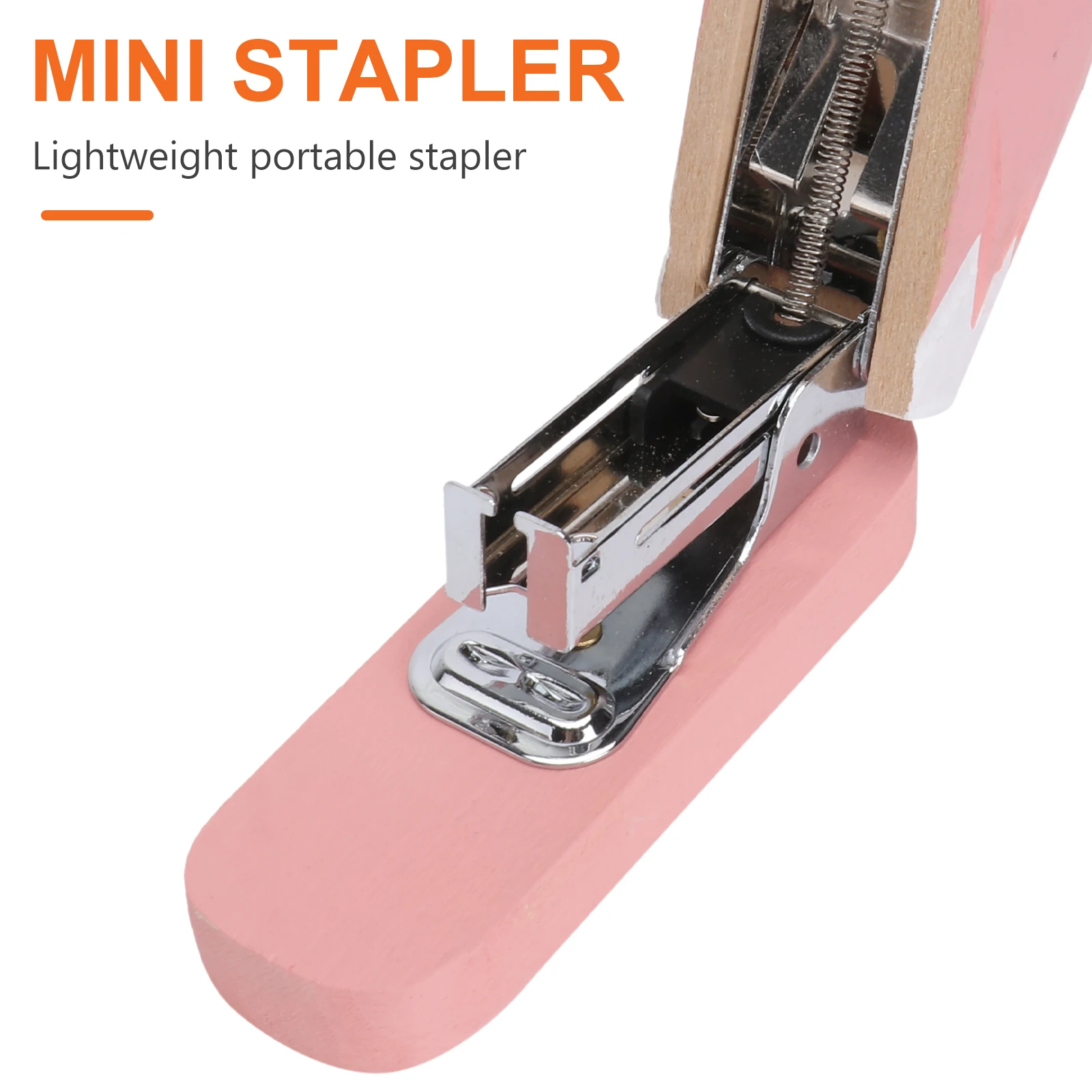 

Cute Flamingo Shape Mini Portable Stapler Wooden Metal Manual Book Sewer Office Supplies Student Stationery Desktop Decoration