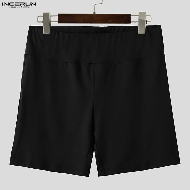 

INCERUN Men Shorts Solid Color Elastic Waist Split Men Bottoms Streetwear Summer 2026 Skinny Workout Casual Shorts For Man S-3XL