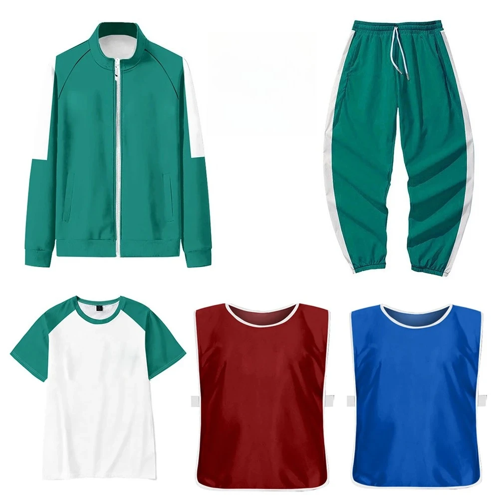 

Korean Games Costume Movie 456 230 Cosplay Custom Seong Gi-hu Green Tracksuits Party Unisex Sports Sweatshirts