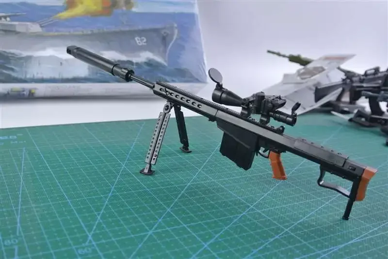 1/6 M82A1 Barrett Sniper Rifle 4D Plastic Assemble Gun Model Weapon For Soldier Military Building Blocks Toy