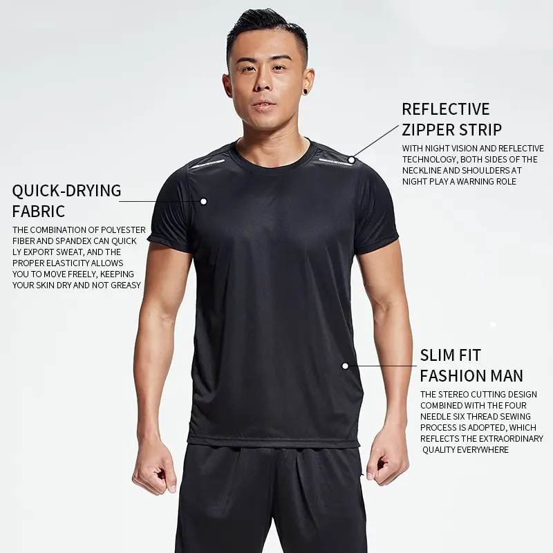 Sports Tshirt Mens Summer Thin Sweat Absorbing Half Sleeve Fast Drying Shirt Ice Silk Tshirt Short Sleeve Top Running FitnessShi