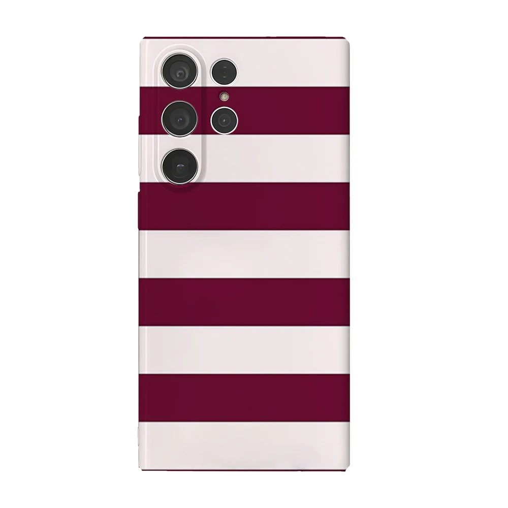

Чехол для телефона бордового цвета с белой полосой для Samsung Galaxy S25 S24 S23 Ultra Plus A35 A55, глянцевый HD в твердом переплете, пленочный корпус