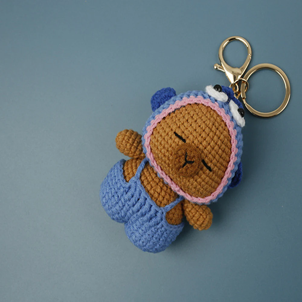 Niedlicher Gehäkelter Capybara-Anhänger Gestrickter Tier-Anhänger Handgemachter Gewebter Capybara-Schlüsselanhänger Taschendekoration Geschenk – Detail 3