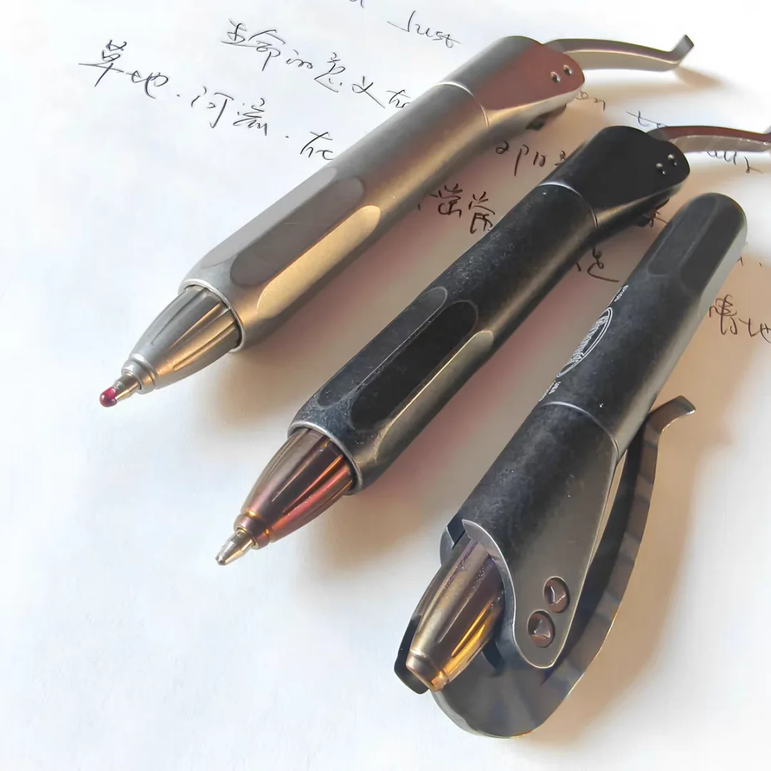 Titanium EDC Pen, Industrial Retro Syringe Style with G2 Refill for Drafting & Writing