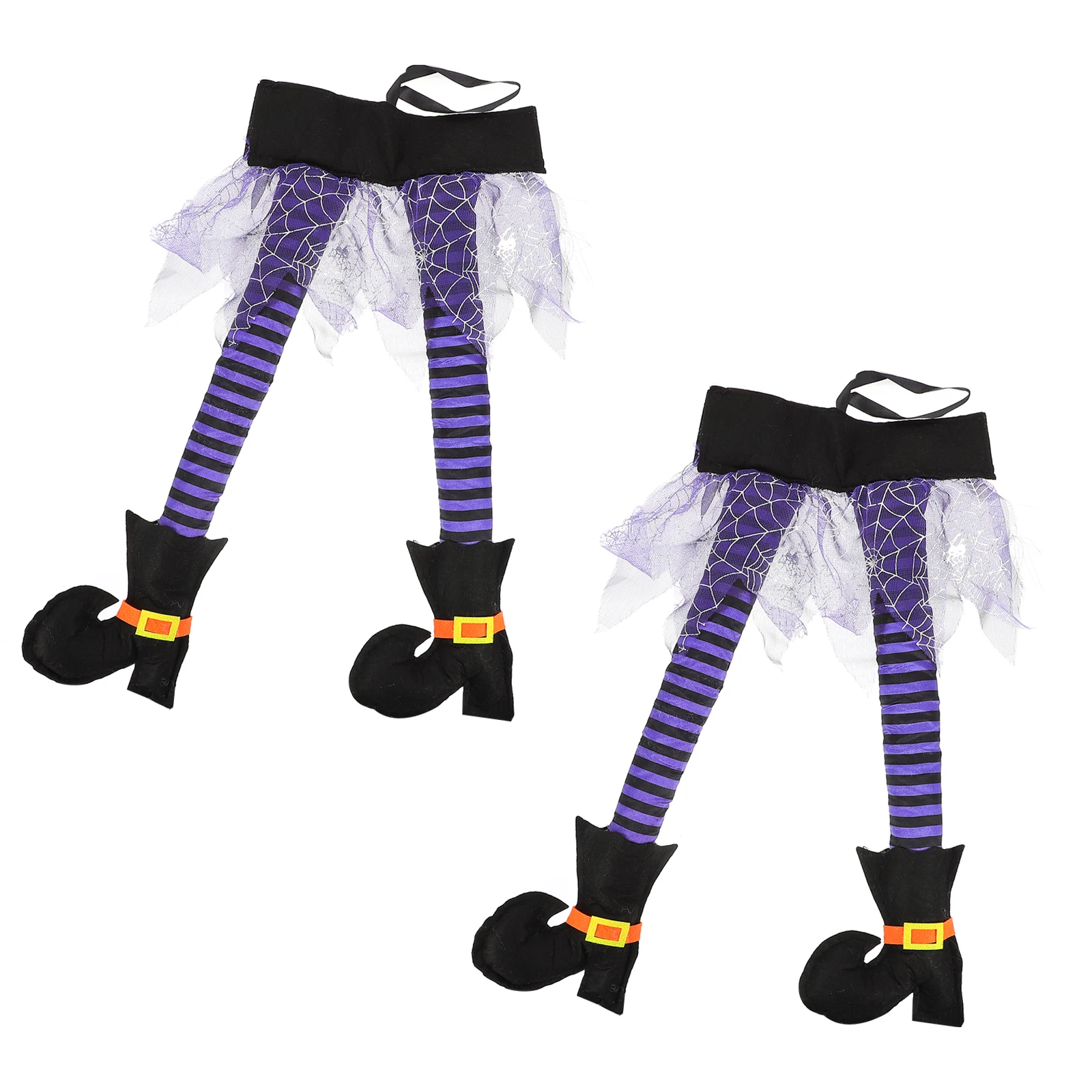

2 pcs WitchLeg Decorations PurpleCloth HangingAdornments HomeFestival SpookyHauntedHouse Stylish Lightweight
