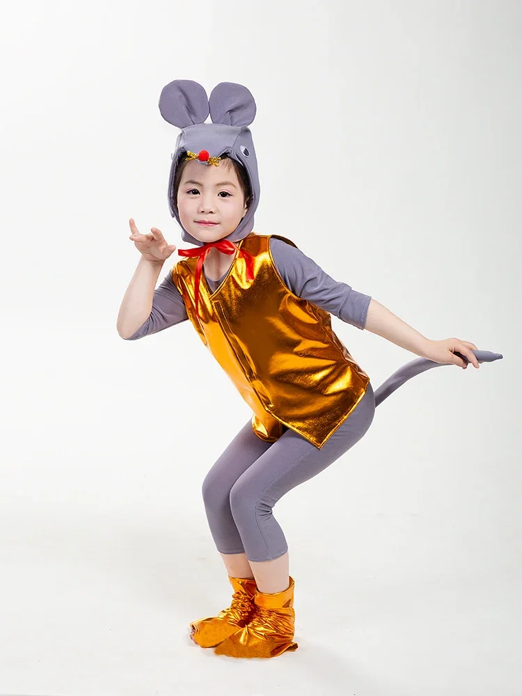 children mouse cosplay festive dance costumes animal cosplay costumes for kids kindergarten performance gray mouse costume