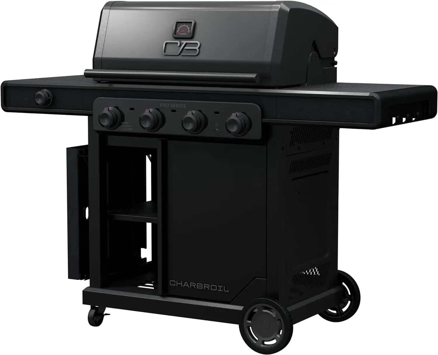 nfrared Technology 4-Burner Propane Gas Grill Cabinet with Side Burner Black powered by liquid propane gas