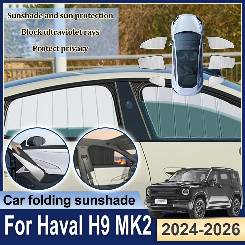 

Car Foldable Sun Visors For Haval H9 MK2 Accessories 2024 2025 2026 Side Window Sun Shades Full Blackout Sunshades Auto Tools