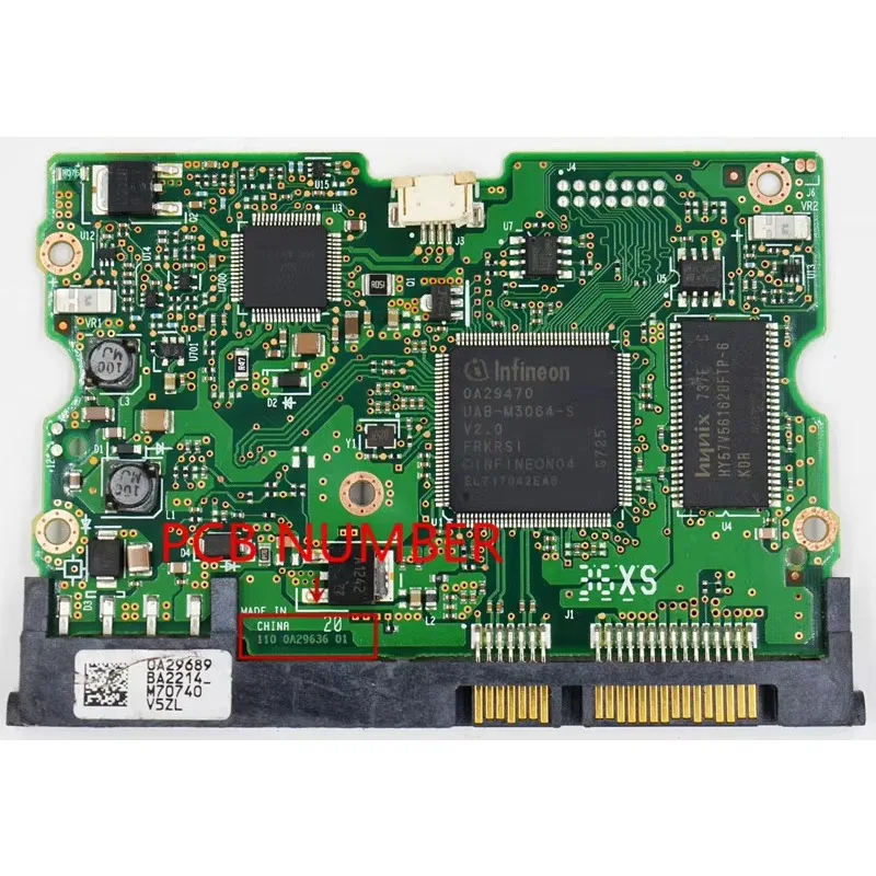 Hitachi Hard Disk Circuit Board: 110 0A29636 01 220 0A29636 01 IC: 0A29470 /STICKERS: 0A29689