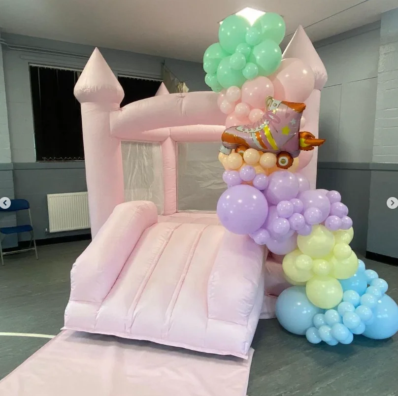 

Inflatable White Mini Bounce House Commercial Bouncy Castle with Slide and Ball Pit Party Rental Equipment for Sale