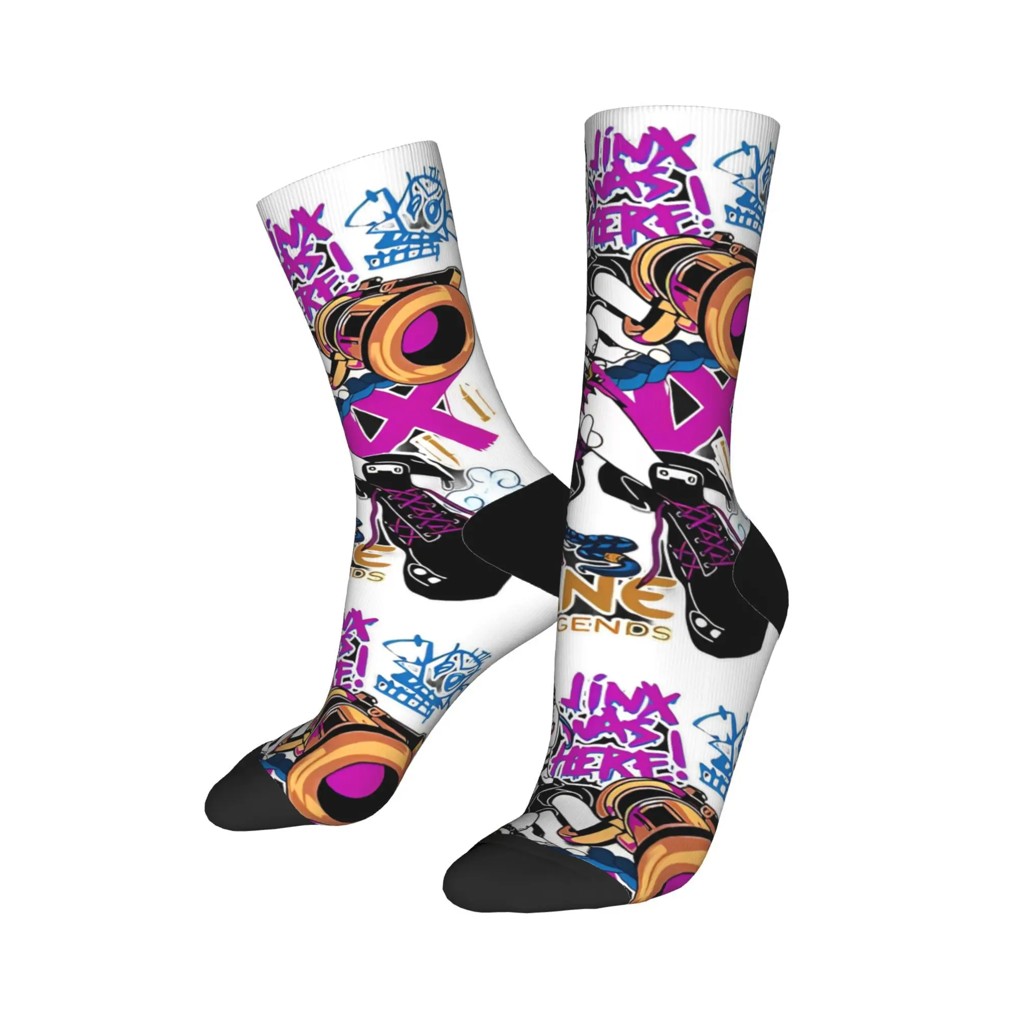 Autumn Winter Cool Unisex Arcane League Jinx Graphs Socks  Sweat Absorbing Football Socks