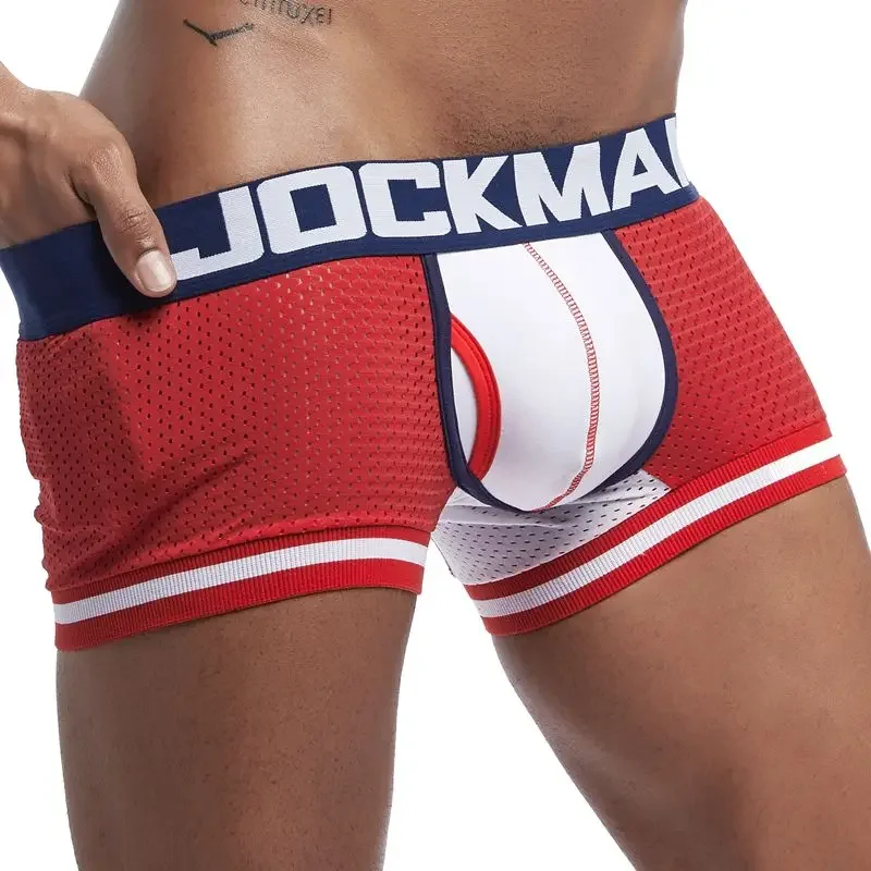 JOCKMAIL Brand Men Underwear Boxers New Mesh Boxer shorts Men Pants Trunks Underpants Cueca Bottom Cotton Male Panties Hot