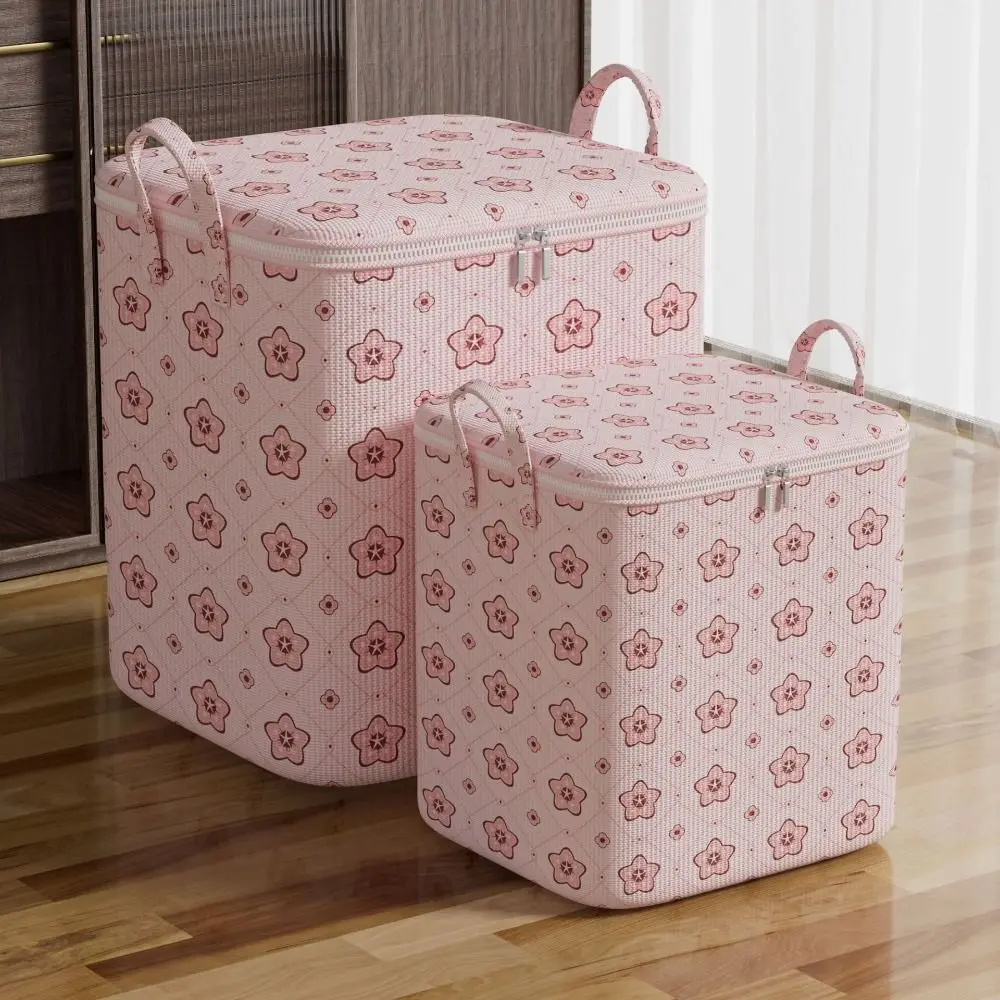With Handle Clothes Storage Bins Foldable Large Capacity Wardrobe Sorting Storage Bucket Clothes Organizer Cherry Blossom