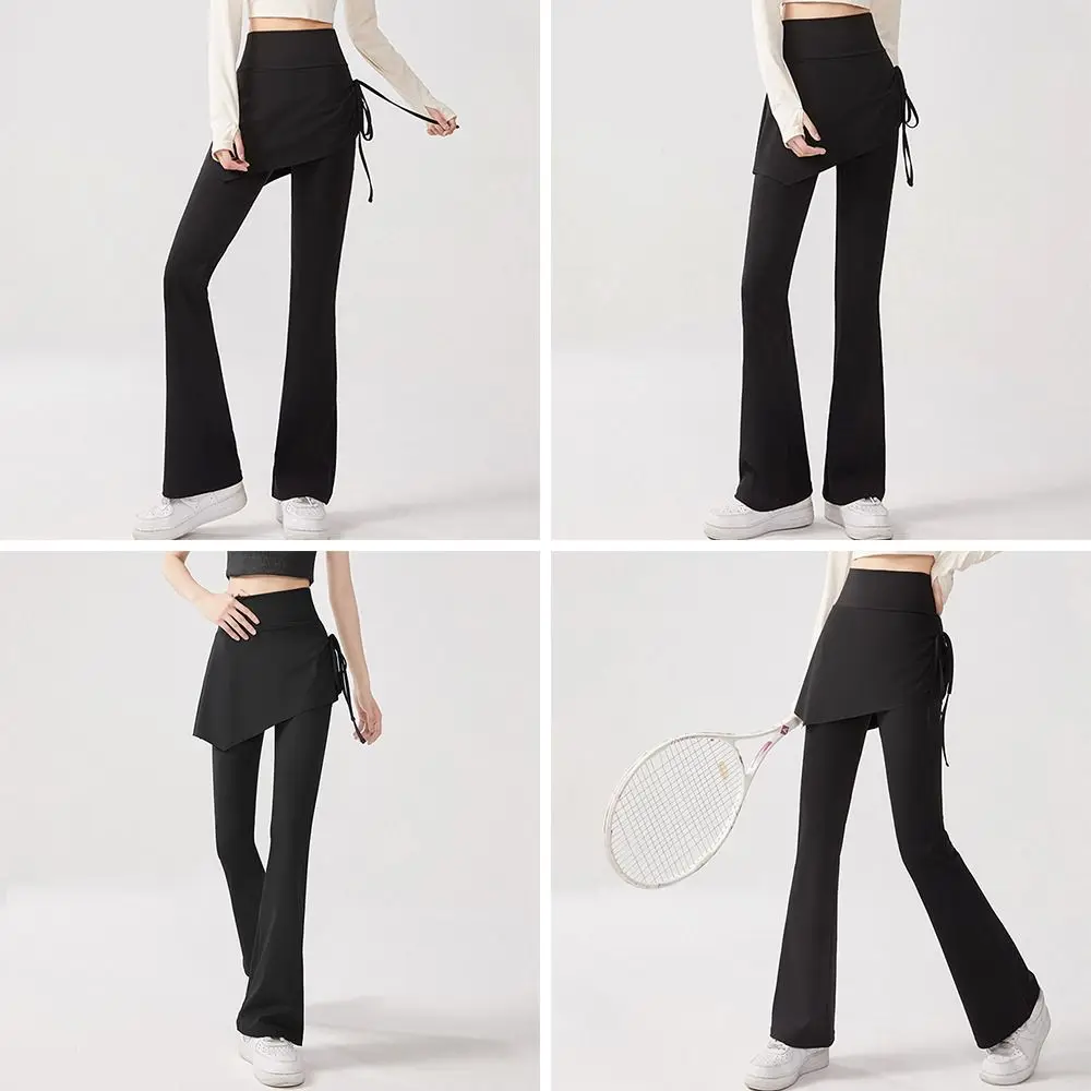 

Fashion High Waist Yoga Pants Fake Two Piece Bell-bottom Workout Pants Casual Fitness Dance Pants Women