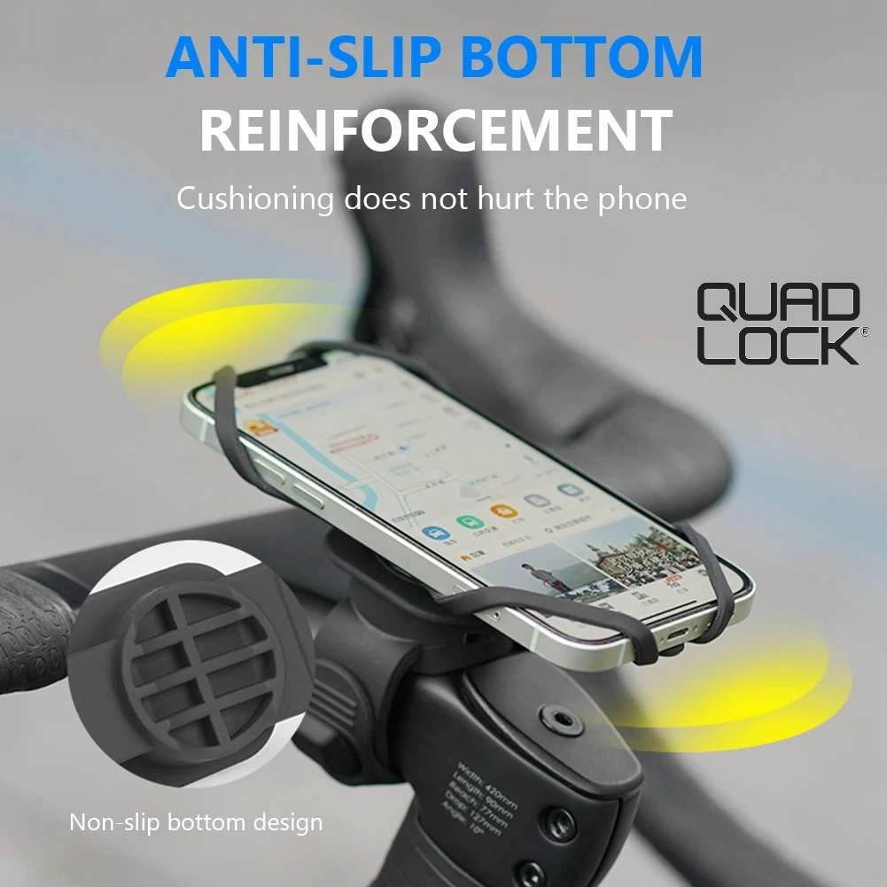 QUAD LOCK  Silicone Bicycle Computer Mount Non-slip Bicycle Handlebar Computer Mount Multi-Function Bike