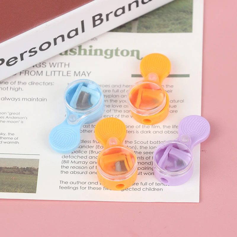 4pcs Color random Mini 2mm Leads Sharpener Portable Sharpener With Magnifying Glass Sharpening Tool Pointer Pencil Sharpener