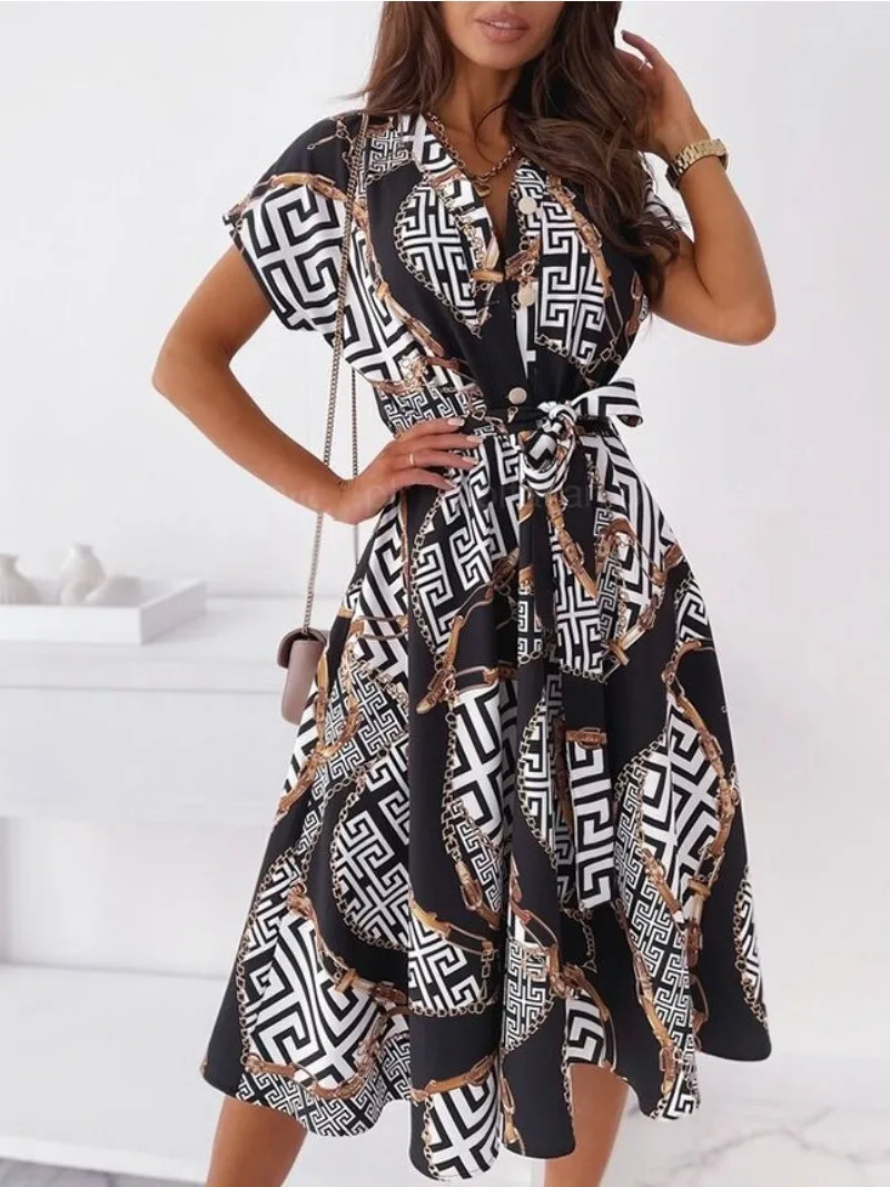 NONE Women Short Sleeve Shirt Dress Printed 4