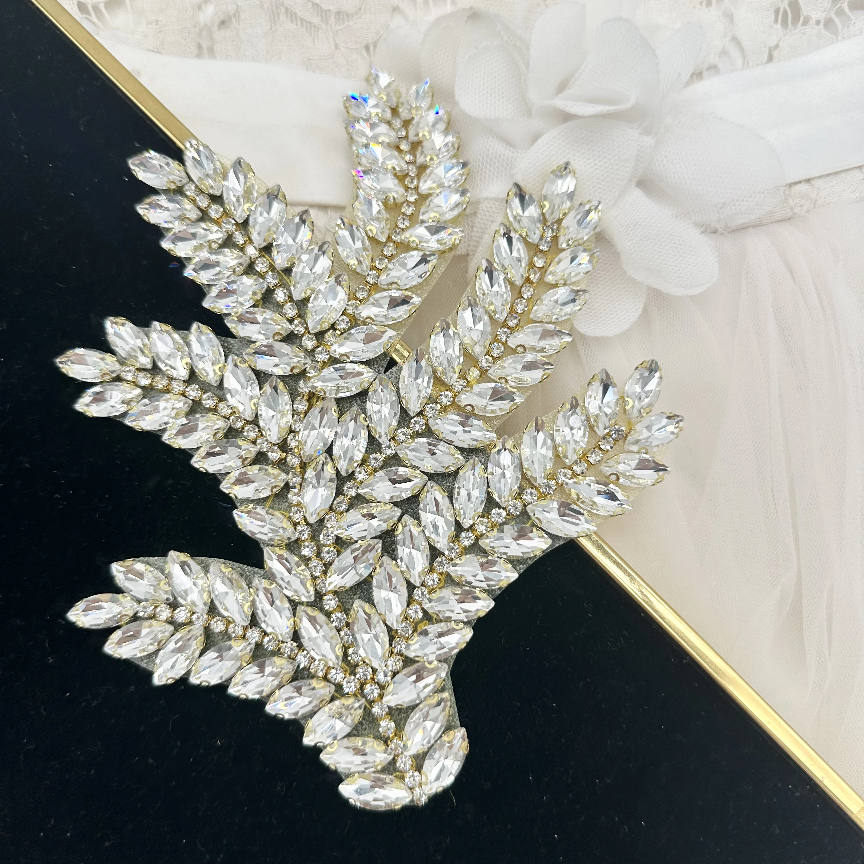 Sew On Rhinestone - pink beaded rhinestone applique for wedding