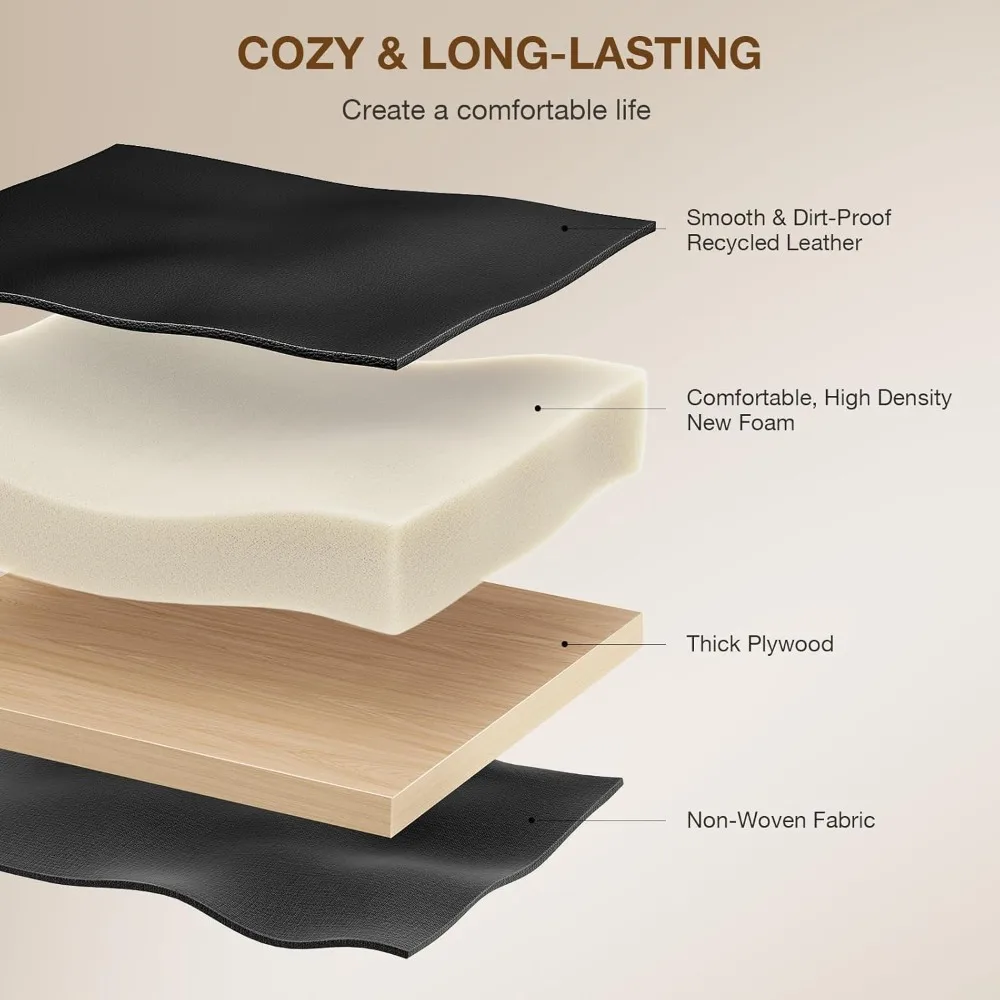 Cadeira de vaidade de couro preto com perna em X de metal e assento de sela acolchoado, banco otomano de 18 polegadas