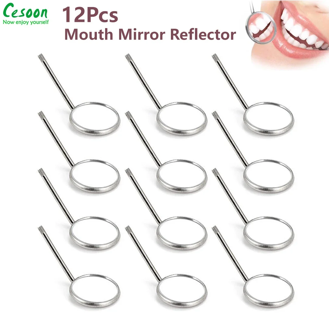 

12pcs Dental Mouth Mirror Reflector Stainless Steel Dentist Inspection Mouth Mirror Oral Care Tool Magnifying Mouth Glass