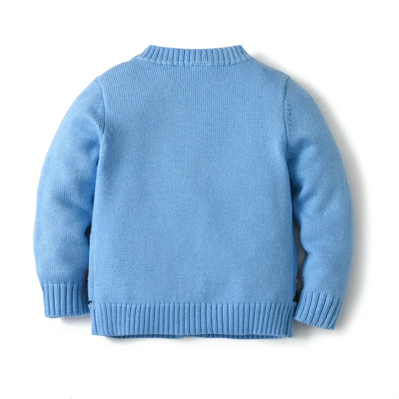 Boy Knitwear Cardigan Knit Sweaters for Boys Pullovers Kids Embroidery Soldier Knitted Sweater Children Winter Tops Baby Coat