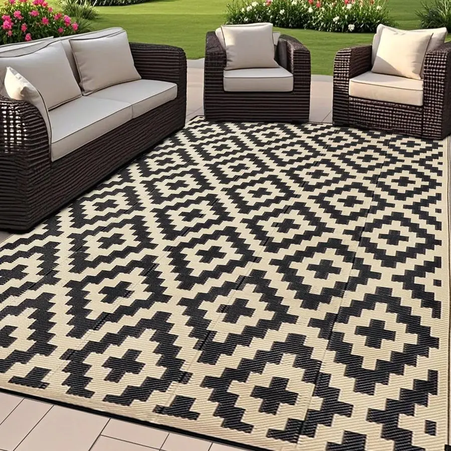 

Reversible Mats, Plastic Straw Rug, Modern Area Rug, Large Floor Mat and Rug for Outdoors, RV, Patio, Backyard, Deck, Picnic, Be