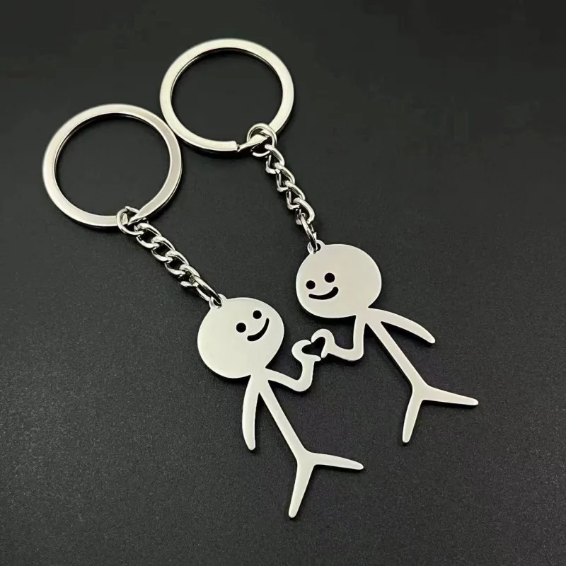 Stainless Steel Funny Guy Key Chain Small Kid Couple Lover Key Ring Auto Bag Accessories