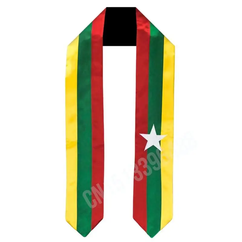 Myanmar Burma Flag Scarf Top Print Graduation Sash Stole International Study Abroad Adult Unisex Party Accessory