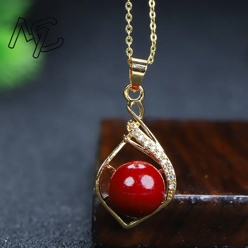 Multiple Styles Natural Red Cinnabar Inlaid Pendant Necklace S925 Silver Jewellery Fashion Gift Man Woman Luck Amulet New Charm