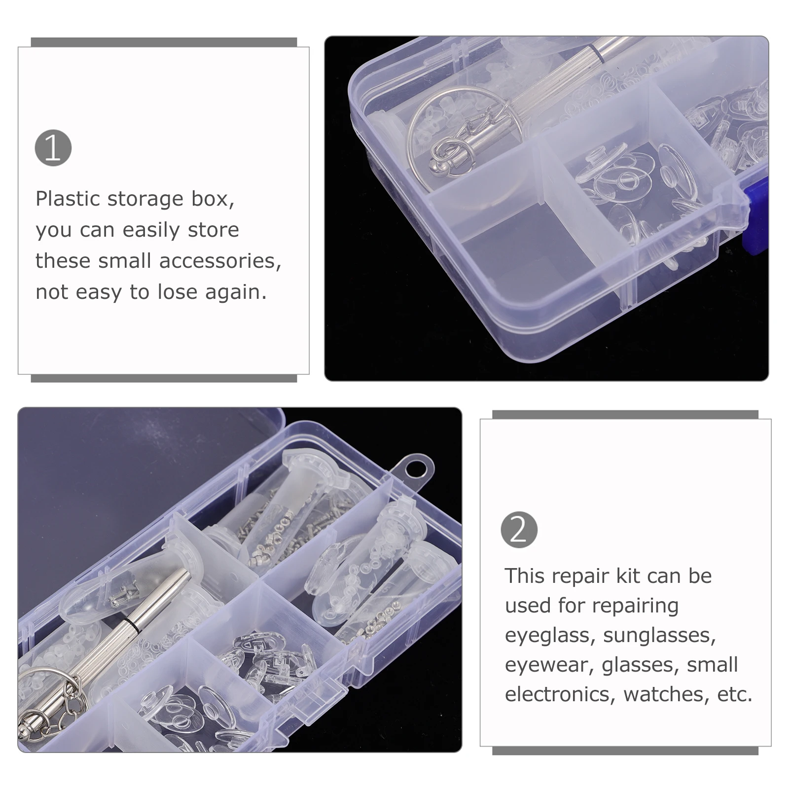 

Eyeglass Repair Kit Glasses Maintenance Tool Durable Screwdriver Set for Eyewear Sunglasses Watches Storage Box Easy to Use