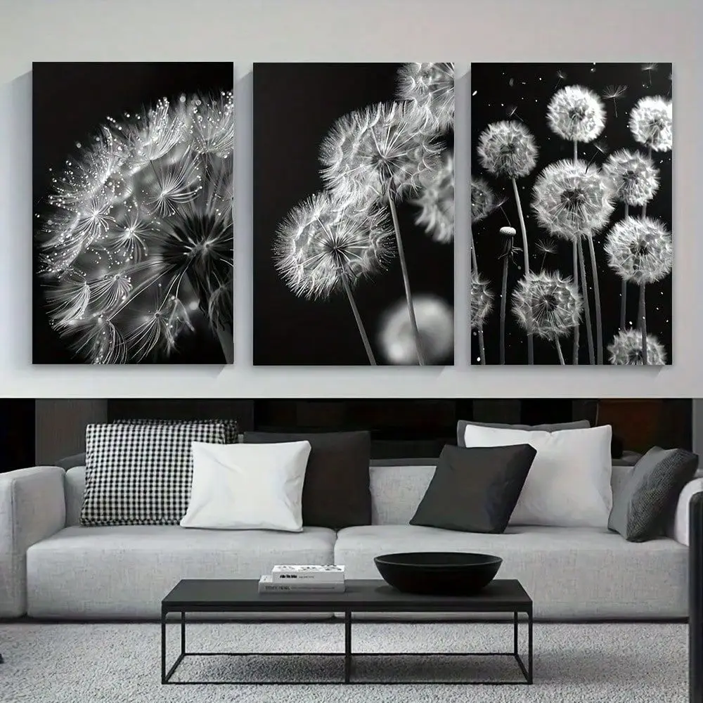 

Pieces 2D Flat Dandelion Decorative Wall Art Canvas Painting, Perfect For Home Office, Bathroom, Living Room, Bedroom, Cafe, Re