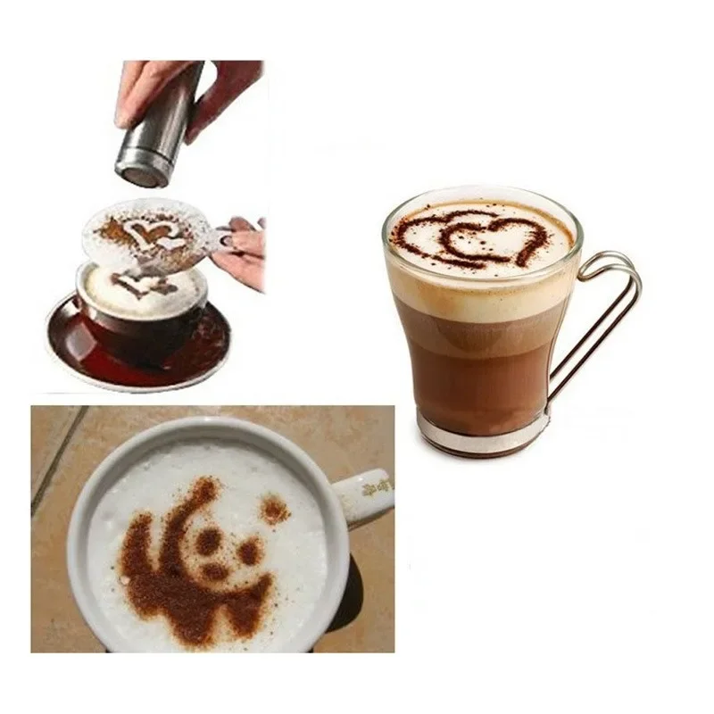 25pcs Halloween Coffee Pull Moulds Fancy Printing Bakery Sprinkles Milk Foam Spray Stencils Cappuccino Latte Decorating Tools