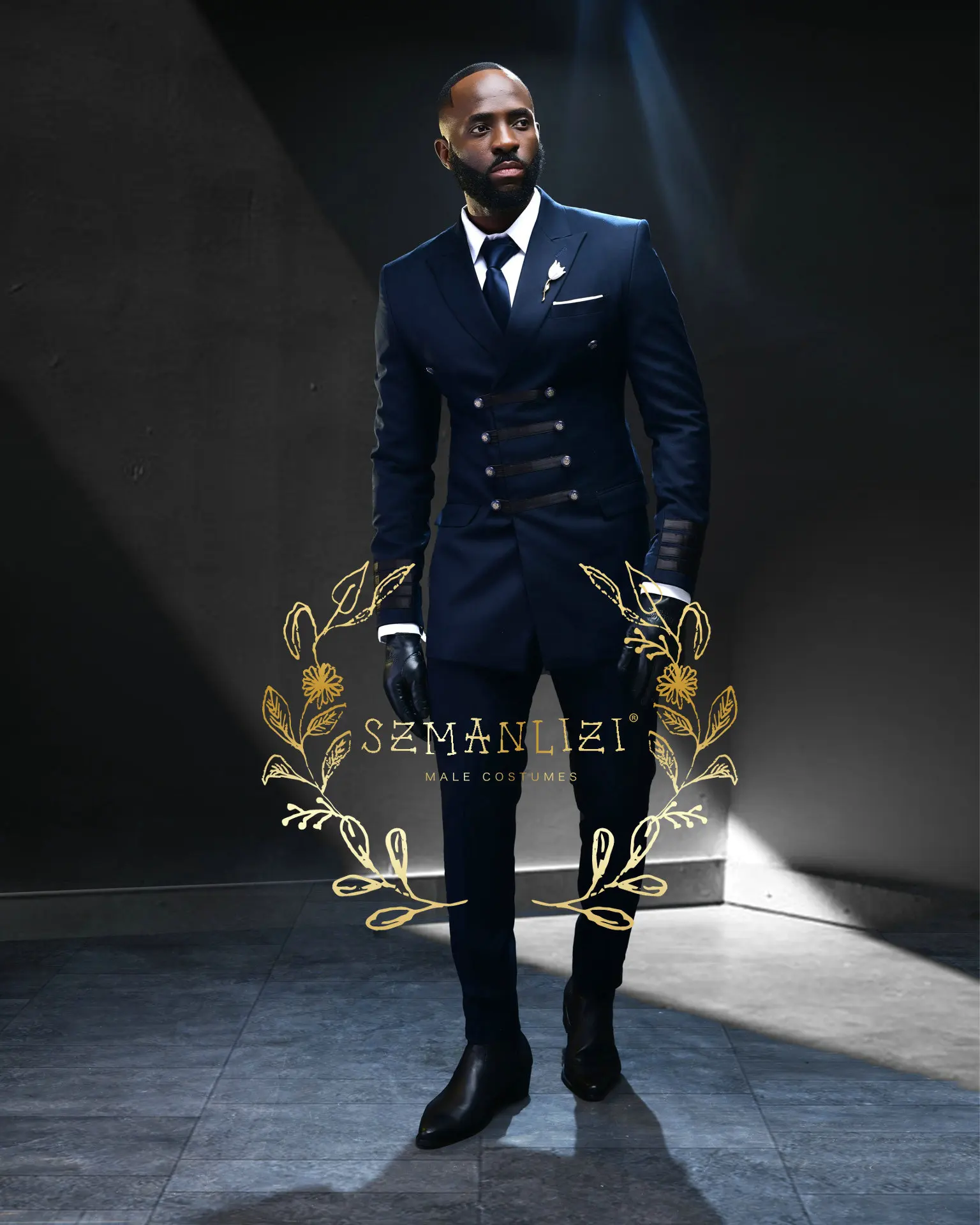 2025 mode nouveaux hommes d'affaires Double boutonnage bleu marine costume manteau/mâle mince mariage 2 pièces Blazers veste pantalon pantalon