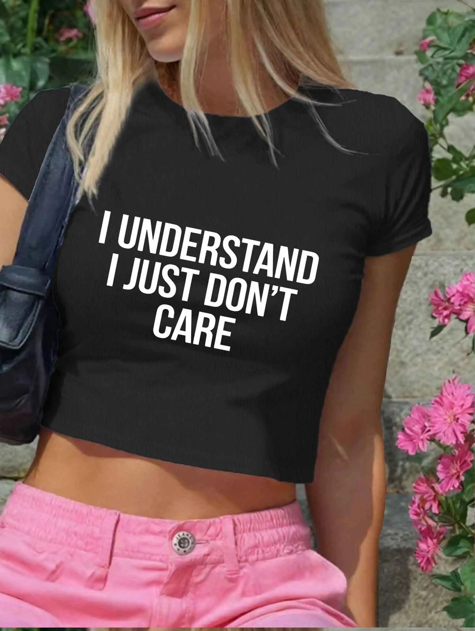 

Женская обтягивающая одежда I Know I Just Don't Care и короткий топ с высокой талией и принтом пупка с высокой талией для похудения с открытым пупком