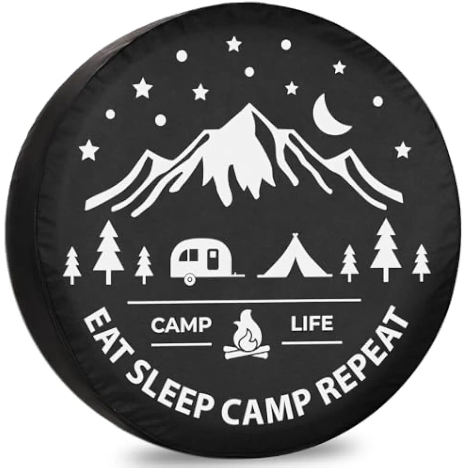 

Eat Sleep Camp Repeat Spare Tire Cover Mountain Trailer Camping Accessories Weatherproof
