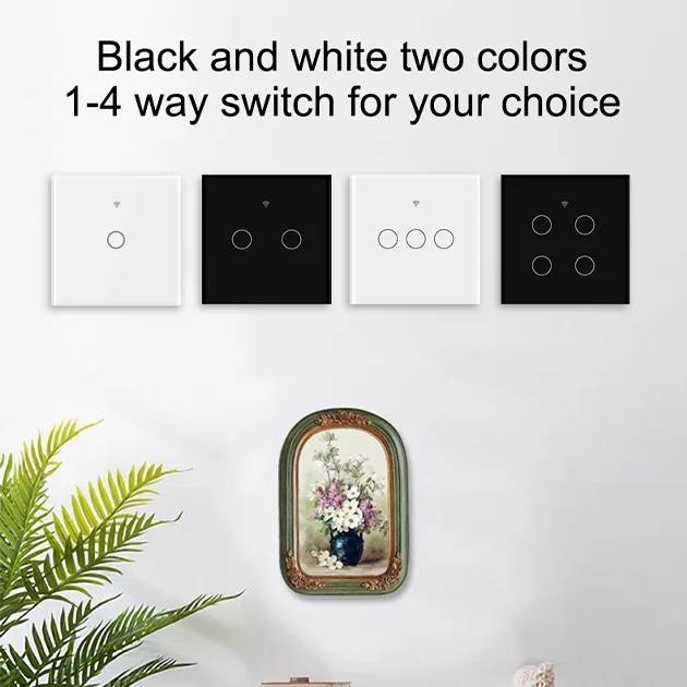 الذهبي الأمن تصميم جديد تويا App اليكسا صوت التحكم عن بعد المملكة المتحدة الاتحاد الأوروبي 1/2/3/4 عصابة الزجاج LED واي فاي الذكية اللمس الجدار مفتاح الإضاءة #2